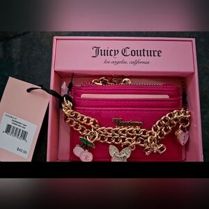 Juicy couture raspberry tart charm card case wallet new in box